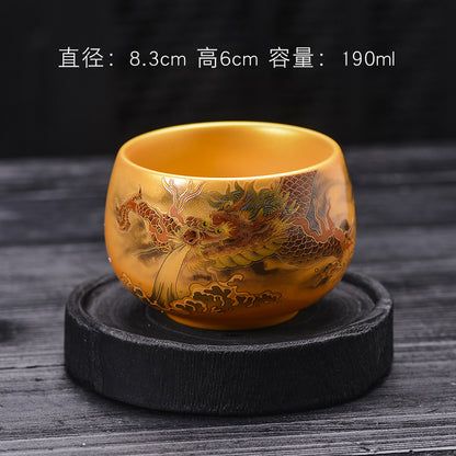 Eight Horses Picture Dragon King Cup Zen Meditation Cup Single Cup Master's Tasting Cup Ceramic Tea Set