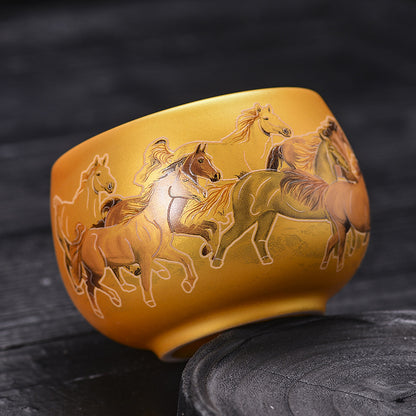 Eight Horses Picture Dragon King Cup Zen Meditation Cup Single Cup Master's Tasting Cup Ceramic Tea Set