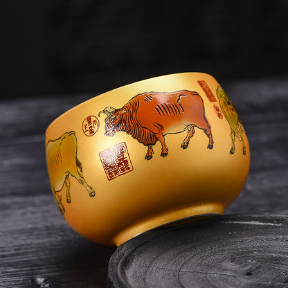 Eight Horses Picture Dragon King Cup Zen Meditation Cup Single Cup Master's Tasting Cup Ceramic Tea Set