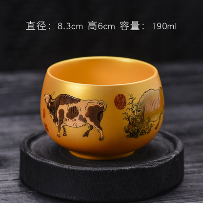Eight Horses Picture Dragon King Cup Zen Meditation Cup Single Cup Master's Tasting Cup Ceramic Tea Set