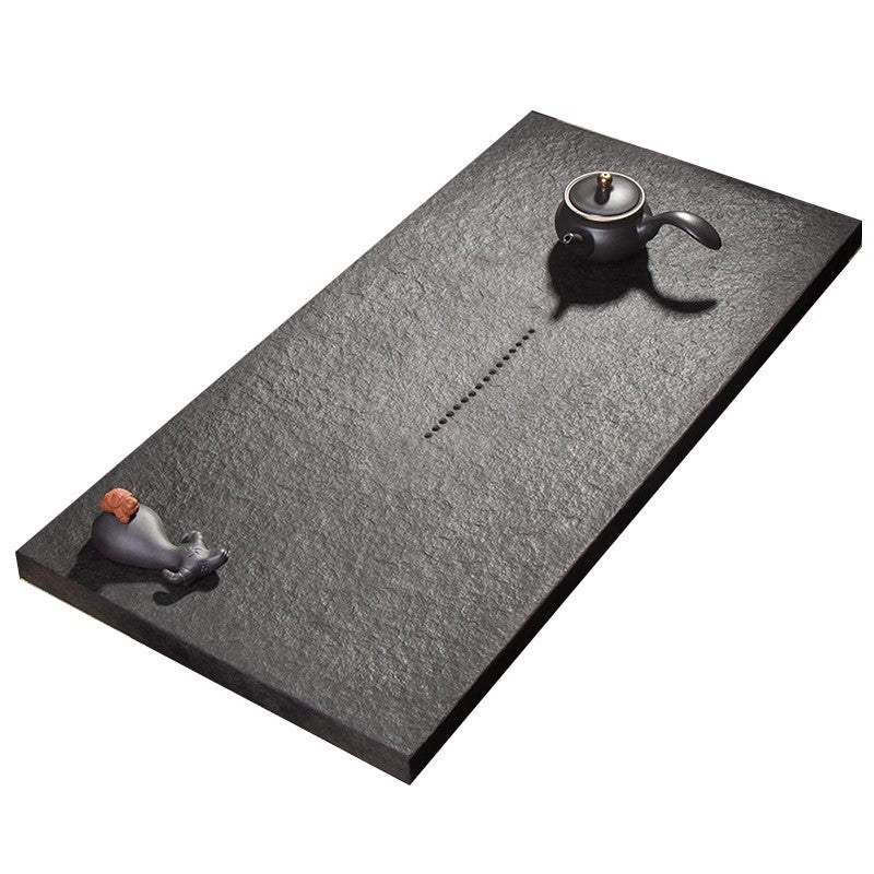 Wujin Stone Tea Tray - Handcrafted in Hui'an, China | Natural Black Stone Tea Table for Gongfu Tea Ceremony | Drainage Design