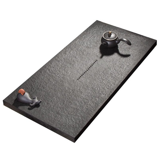 Wujin Stone Tea Tray - Handcrafted in Hui'an, China | Natural Black Stone Tea Table for Gongfu Tea Ceremony | Drainage Design