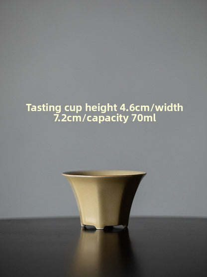 Octagonal Tea Cup, Yellow Porcelain, Ding Kiln Style Ceramic, Chinese Tea Cup, Fine Ceramics
