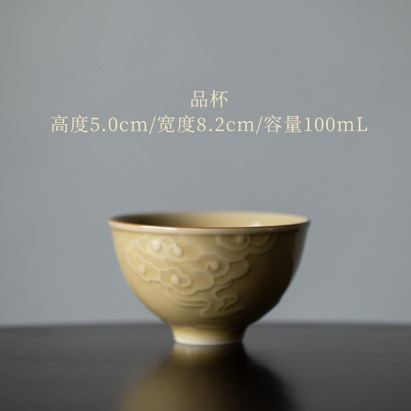 Octagonal Tea Cup, Yellow Porcelain, Ding Kiln Style Ceramic, Chinese Tea Cup, Fine Ceramics